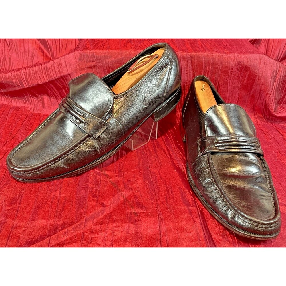 Mens Vntg Florsheim 23242 Black Leather Loafers sz 8.5D